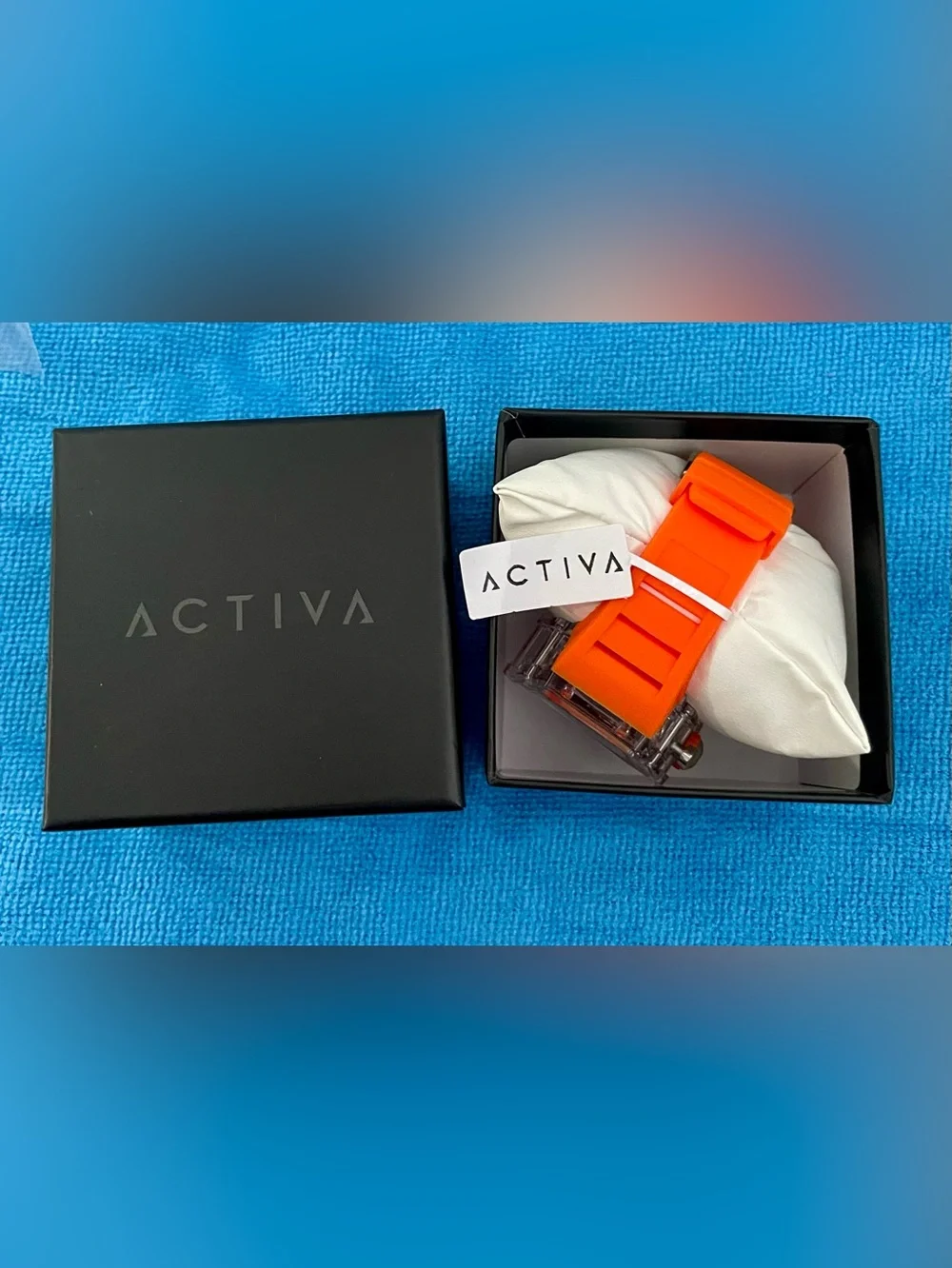 Men’s ACTIVA Orange Clear Case Chronograph Watch